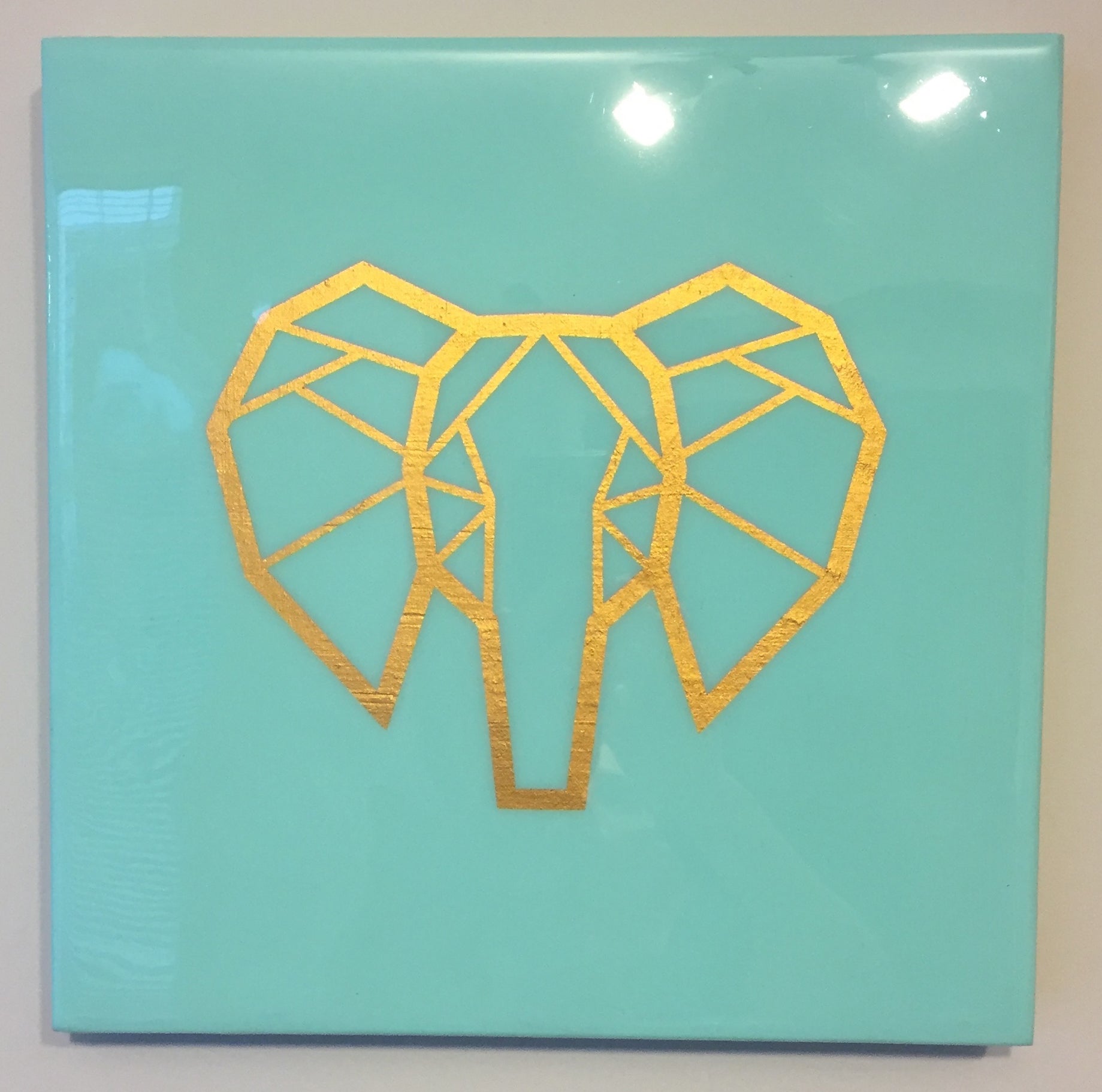 Gold and malachite green elephant | Epoxy Resin | Clear Pop | 12" x 12"