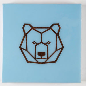 Kona stained bear in light blue | 12x12 | epoxied